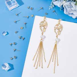 UNICRAFTALE Pack of 50 Stainless Steel Golden Ball Stud Earrings with Ear Nuts and Earring Bows Fittings Earring Component for DIY Jewellery Making