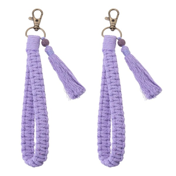 PATIKIL Boho Macrame Keychain with Tassel, 2 Pack Handmade Wristlet