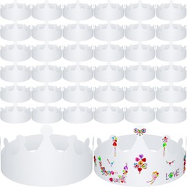 200 Pcs White Paper Crowns Blank Birthday Crowns Bulk DIY Birthday Party Crowns for Kids Birthday Party Hats Decorations Baby Shower Party Supplies Celebration Decoration for Princess Activities