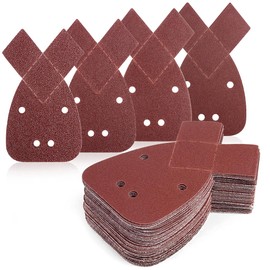 YICOTA Mouse Sander Pads 40 Pieces Mouse Sanding Sheets Detail Sanding Paper with Extra 2 Tips Assorted 40/60/80/120 Grits Sanding Pads for Detail Hand Sander