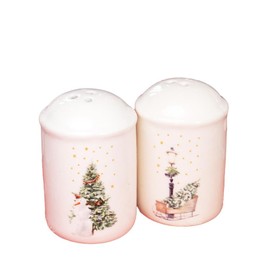 White Christmas Salt and Pepper Shakers Xmas Tree Sleigh Snowman Kitchen Serving