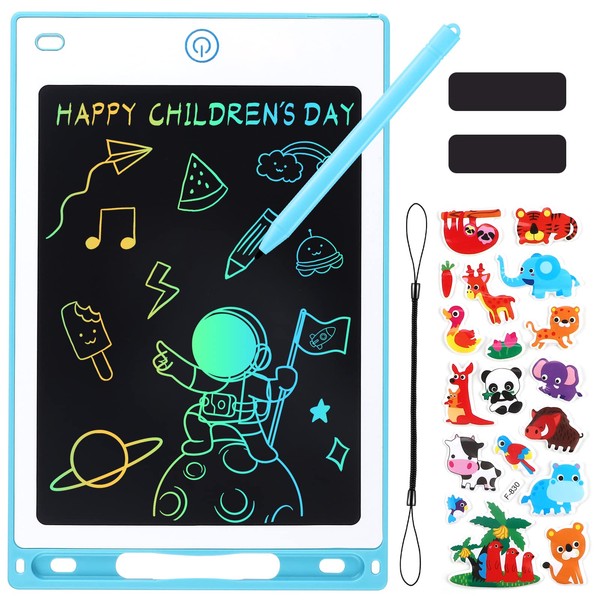 Januts LCD Writing Tablet 10 Inch Colourful Kids' Doodle & Scribble Boards Drawing Pad Graphic Tablet Educational Toddler Toys for 3 4 5 6 7 Year Old Boys Girls Stocking Fillers for Kids (Blue)