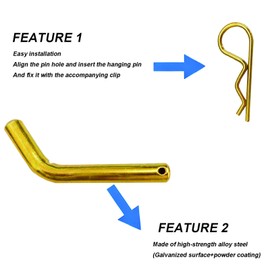 Heavy-Duty Trailer Hitch Pin & Clip, 5/8-Inch Diameter with Grooved Head, Fits 2" & 2-1/2" Receivers, Rust-Resistant Alloy Steel, Easy Installation for Towing Trucks, Trailers, RVs (2) (2pcs)