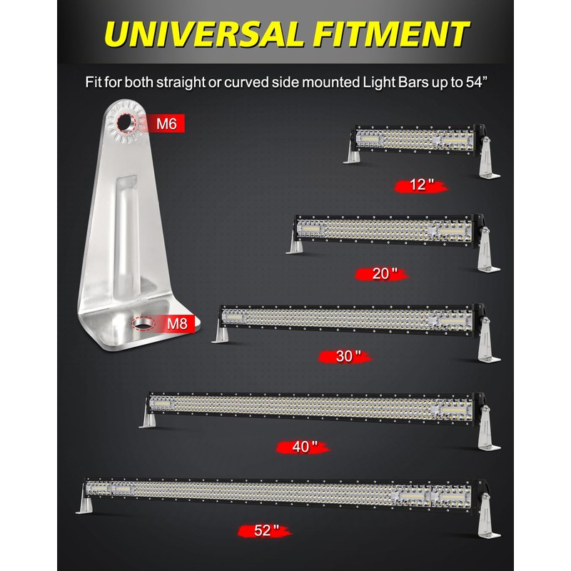 AKD Part LED Light Bar Side Mounting Brackets Kit Heavy