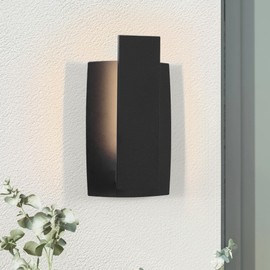 LamQee Modern Outdoor Wall Lights for House LED Integrated, Aluminum Outdoor Porch Light Fixture Wall Mount, 3000K 10W Exterior Wall Sconce Lighting Patio Front Door Garage Indoor, Matte Black