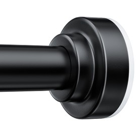 TEECK Shower Curtain Rod, 32-68 inch Adjustable Spring Tension Curtain Rod, Never Rust Anti-Slip Shower Curtain Rod for Bathroom, No Drilling, Never Collapse, Easy to Use, Black