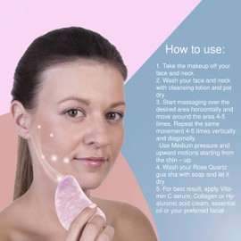 Guasha Scraping Massage Tool – Rose Quartz Gua Sha Board - Traditional Scraper Tool for Anti-Aging – 100% Natural Pink Quartz Stone Guasha - by Sandine