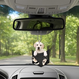GAOLAOSY Labrador Car Rear View Mirror Charm, 2D Flat Acrylic Auto Hanging Accessories, Cute Dog Decoration Pendant for Rearview Mirror, Adorable Vehicle Interior Ornament for Women Girls (Style6)