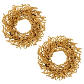 Briful 2 Pack Fall Berry Wreaths 12in Artificial Yellow Foam Berry Wreath for Front Door Small Outdoor Fall Wreath for Autumn Home Wall Mantle Porch Thanksgiving Halloween Decor