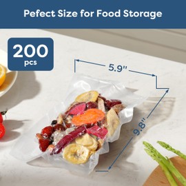 CIARRA Vacuum Sealer Bags for Food 6" x 10" – BPA Free, Heavy Duty Commercial Grade Food Storage, Sous Vide & Meal Prep Bags, Food Saver Storage (200 Pcs)