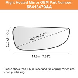 Senzeal Passenger Right Side Heated Lower Mirror Glass Replacement for Ram Promaster 1500 2500 3500 2014 2015 2016 2017 2018 2019 2020 2021 Replace 68413479AA (Right Side)