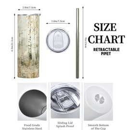 amepay Birch Tree Forest Stainless Steel Insulated Tumbler with Lid - 20oz Woodland Travel Mug,Reusable Metal Straw & Brush, Double-Wall Vacuum Bottle Cup for Hot and Cold Drinks Gifts