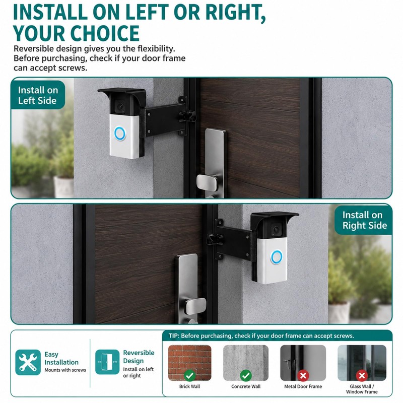 Adjustable Doorbell Brick Extender Mount Compatible with Ring Battery Doorbell,