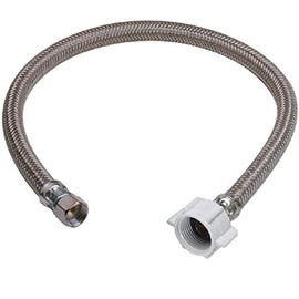 EZ-Fluid 16“ Toilet Water Supply Line Connector, Braided Stainless Steel - 3/8“ Female Compression Thread x 7/8” Female Ballcock Thread 16-Inch Toilet Water Connectors Hose (1-PACK)