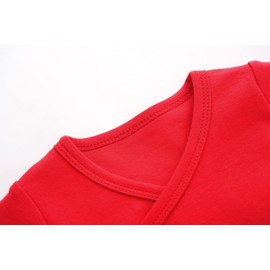 BINIDUCKLING Pack of 3 Baby Boys Girls Long Sleeve Wrap Bodysuits - 100% Cotton Baby Bodysuit with Side Poppers for Newborns - 12 Months, red