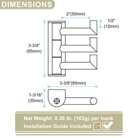 APLusee Brushed Gold Swivel Towel Hook 2 Pack, 304 Stainless Steel Triple Clothes Hook, Wall Mount