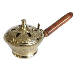 A & W Ornate Censer Incense Burner, Floral Flower Design, Made from Brass