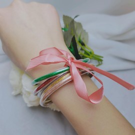 MOEEIJEW Glitter Jelly Bangles Bracelets Set for Women Sparkling Jelly Silicone Bracelets Bowknot Bangles Jewelry (Color)