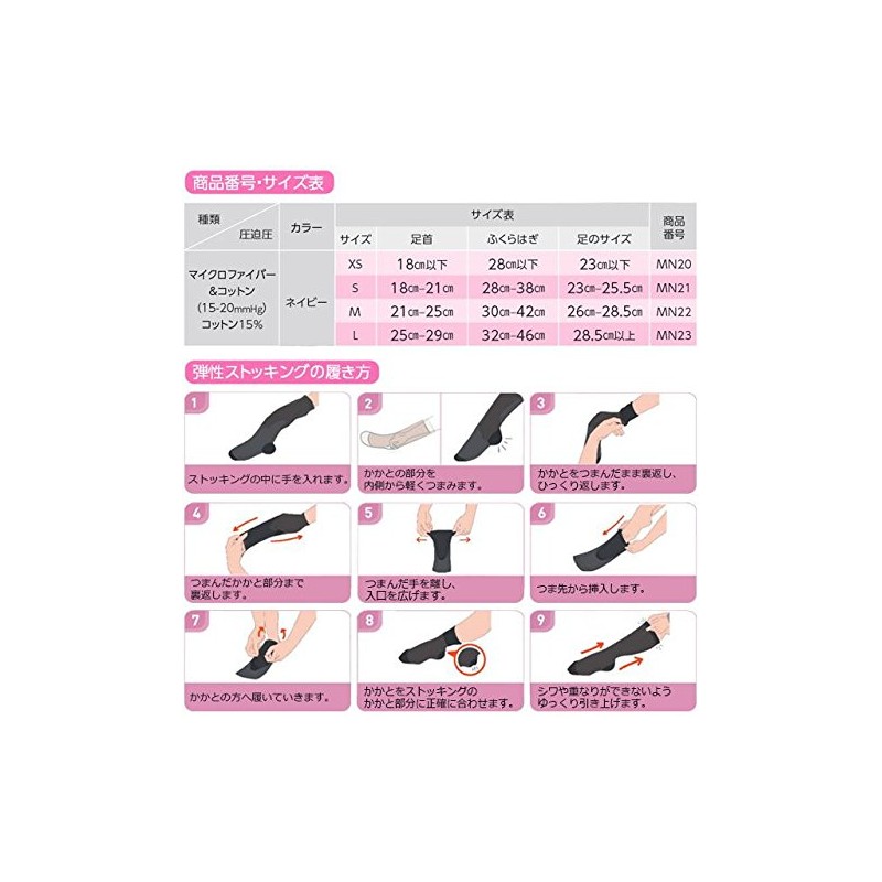 Medical Elastic Stockings rekkusufitto High Socks Navy Microfiber Low Pressure