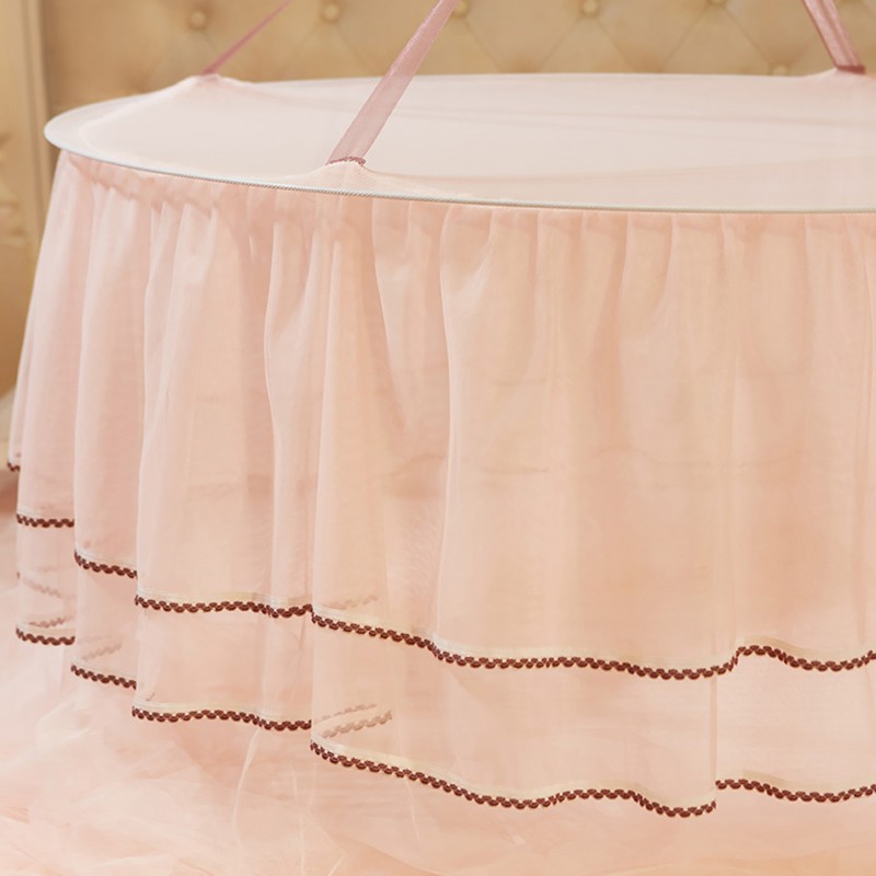Breathable Round Canopy Lace Princess Style Mosquito Net Bed Curtain