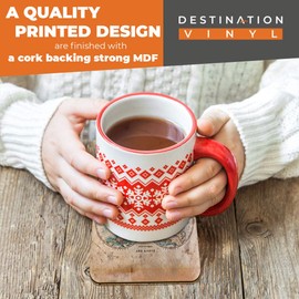 Great Coasters (Set of 2) Square/Glossy Quality Coasters/Tabletop Protection for Any Table Type - World Hemispheres Vintage Style Map #14392