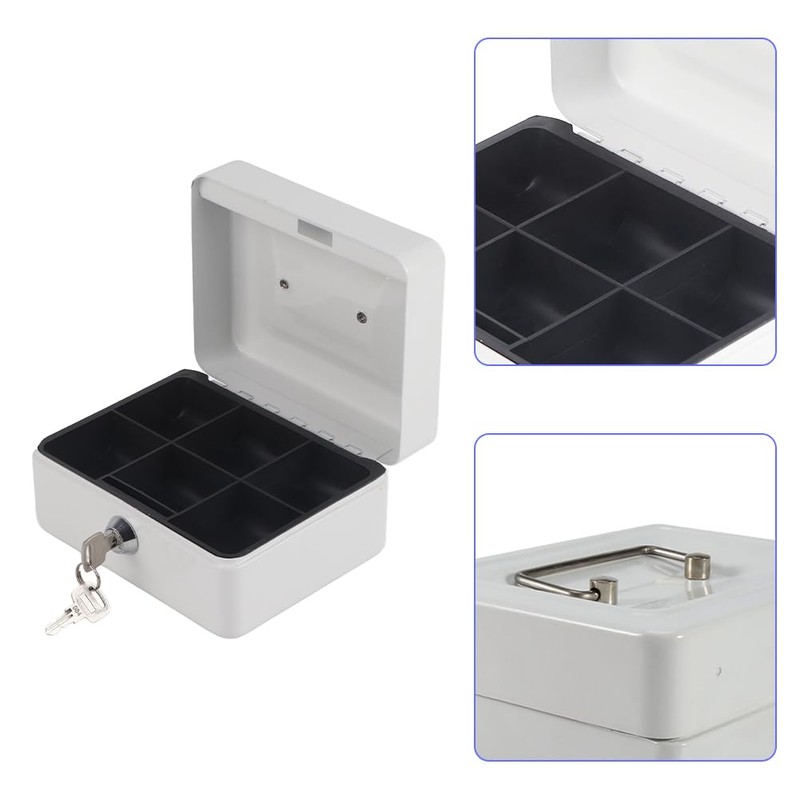 Mini Portable Safe Box, Steel Petty Lockable Money Box with