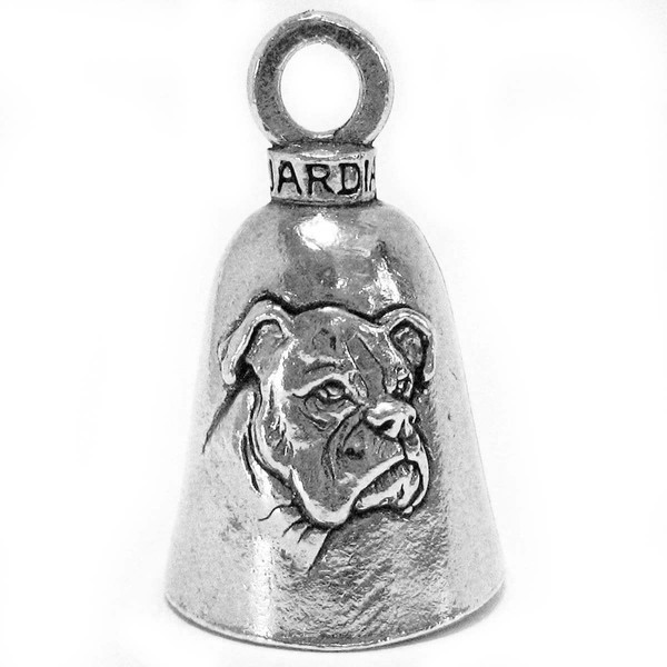 Guardian Bell Boxer Dog Good Luck Bell w/Keyring & Black Velvet Gift Bag | Motorcycle Bell | Lead-Free Pewter | Made in USA