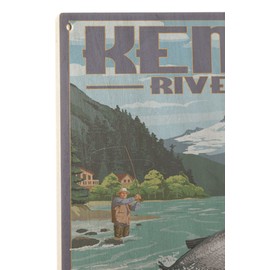 Lantern Press Kenai River, Alaska - Salmon Fisherman (10x15 Wood Wall Sign, Wall Decor Ready to Hang)