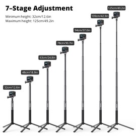 AKASO 1.2M Extendable Selfie Stick and a Tripod Stand Action Camera Accessories Compatible with AKASO EK7000/Brave 4/Brave 7 LE/Brave 7/V50X/V50 Elite/GoPro Hero 12/11/10/9/8/7/Max/DJI Osmo Action