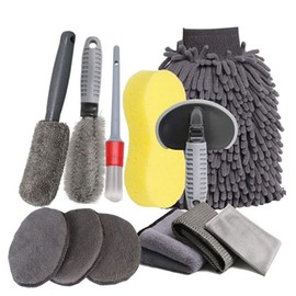 12Pcs Kit De Herramientas De Limpieza para Lavado De Autos Cepillo para Cubo De Rueda De Neumático De Auóvil Uantes De Lavado De Microfibra Esponja...