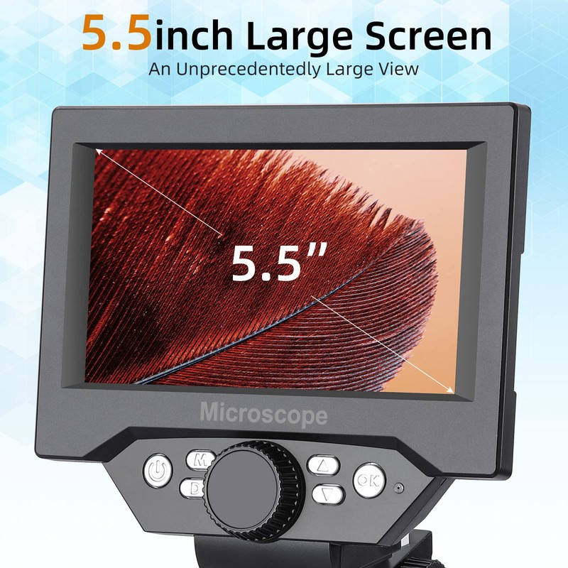 LCD Digital USB Microscope, Koolertron 5.5 Inch 1080P 8 Megapixel