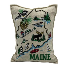 Balsam Fir Pillow, Everything Maine Embroidered Design, 5x7, Great Gift for Christmas, Real Fir Needles, Maine Made Gifts