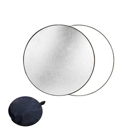 Akkerds Circular Reflector, For Photography Use, 11.8 inches (30 cm), Silver, White Double Sided Design, Foldable, Small Reflector, Gloss Correction, Storage Bag Included