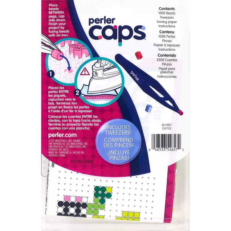 Perler 80-54657 Solid-Top Cap Fuse Beads, 1006pcs, Cactus Pattern Starter