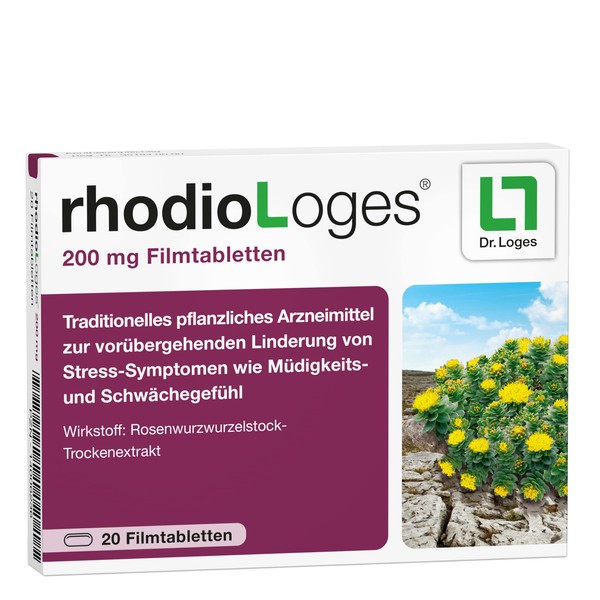 rhodioLoges® - 20 Film-Coated Tablets - Traditional Herbal Medicine for Temporary Relief of Stress Symptoms