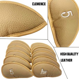 Vester Golf Club Protective Covers Golf Iron Covers Synthetic Leather Flexible Waterproof Protective Lightweight Fabric Velcro Closure (3-9, Aw, Pw, Sw, Lw, Lw) Number Golf Club Head Protective Cover