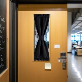 NICETOWN Classroom Door Window Cover, Blackout Lockdown Shades for Classroom Windows, Room Darkening Design Blocks Views, French Front Door Curtain, 8W x 36L, 1 Panel, Black
