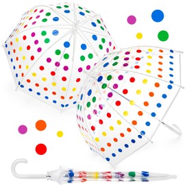 Covzoe 2 Pack Clear Bubble Umbrella, 28 Inch Cute Dot Dome Umbrella with Easy Grip Handle, Lightweight Protection Umbrella for Rain and Wind, Safety Transparent Fashion Umbrella