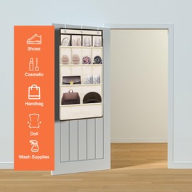 YOKMIVEM Over the Door Shoe Rack for Closet, Short Hanging Shoe Organizer with Large Deep Pockets, Shoe Holder Back of Door Dorm and Narrow Door Shoe Storage up to 14+ Pairs Shoes