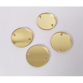 Sew On Round Mirror Beads, DIY Mirrored Rhinestones for Costume Evening Dresses Cloth Garment Decoration Accessory (2x2cm, Gold)