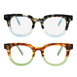 ESAVIA Trendy Premium Reading Glasses for Women Oprah Style Computer Readers Anti Blue Light with TR90 Unbreakable Frame (Blue Green, 1.0, diopters)