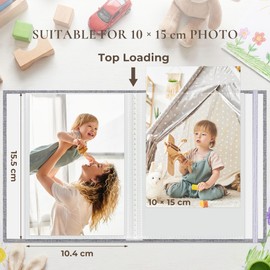 Vienrose Small Photo Albums for 6x4 Photos, 2 Pack Linen Cover Mini Photo Book, 26 Pages Hold 52 Pictures, for Family Memories, Travel Photos, Artwork & Postcard Storage, Keepsake Album，Grey