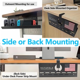 No-Drill Under-Desk Cable Management Tray, 13.7 inch/35 cm Cable Manager, Desktop Power Cord Concealment for Office and Computer Desktop Power Cord Management(with Flag 1 Piece Set)