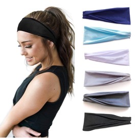 Aililong Women's 6 Sports Headbands Set, Soft Cotton, Moisture Wicking, Non-Slip, for Yoga, Running, Fitness, Women