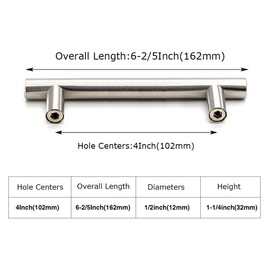 15 Pack Brushed Nickel Cabinet Pulls Drawer Handles - homdiy Cabinet Hardware Stainless Steel Cabinet Handles 4in Hole Centers Cupboard Pull Drawer Pulls, 201SN