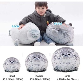 Baboies Plush Seal Pillow, Chubby Blob Seal Pillow Cute Seal Plush Toy Cotton Stuffed Animals (Grey Seals, Small)