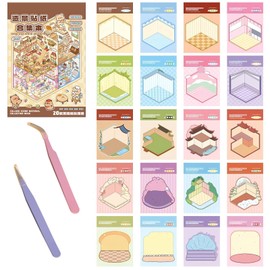 20 Sets DIY 3D House Stickers Kit, Creative Therapy for Adults Kids, Miniature Scenes with Tweezers, Stress Relief Craft Activity, Cartoon Home Decoration Stickers (Style-1)