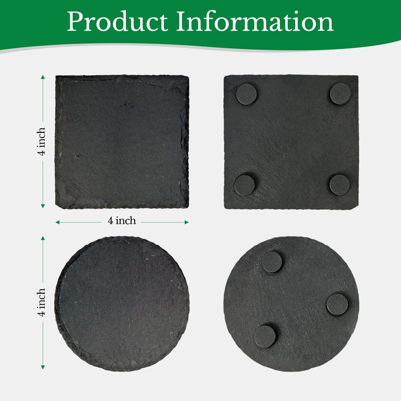 60 PCS Slate Coasters for Laser Engraving, Natural Black Stone