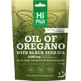 Oil of Oregano & Black Seed Oil Softgels 6000mg – 4X Strength Carvacrol & Thymoquinone – Plant-Based, Non-GMO Immune Support – 300 Softgels