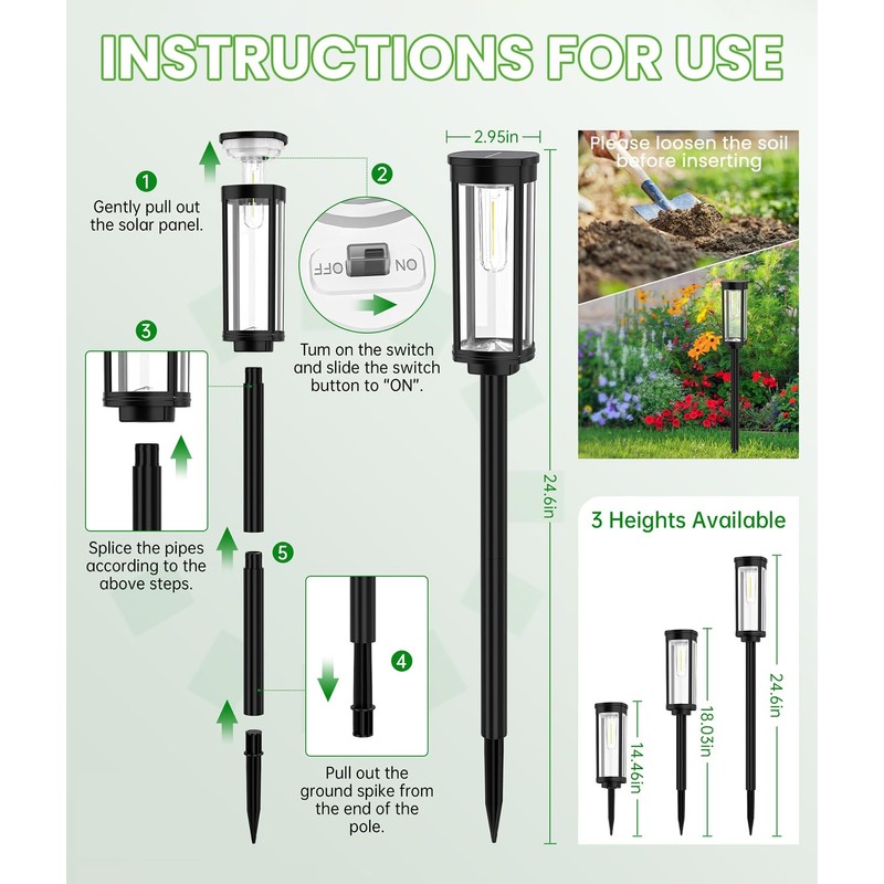 BITPOTT Bright Solar Pathway Lights, 4 Pack Solar Lights Outdoor